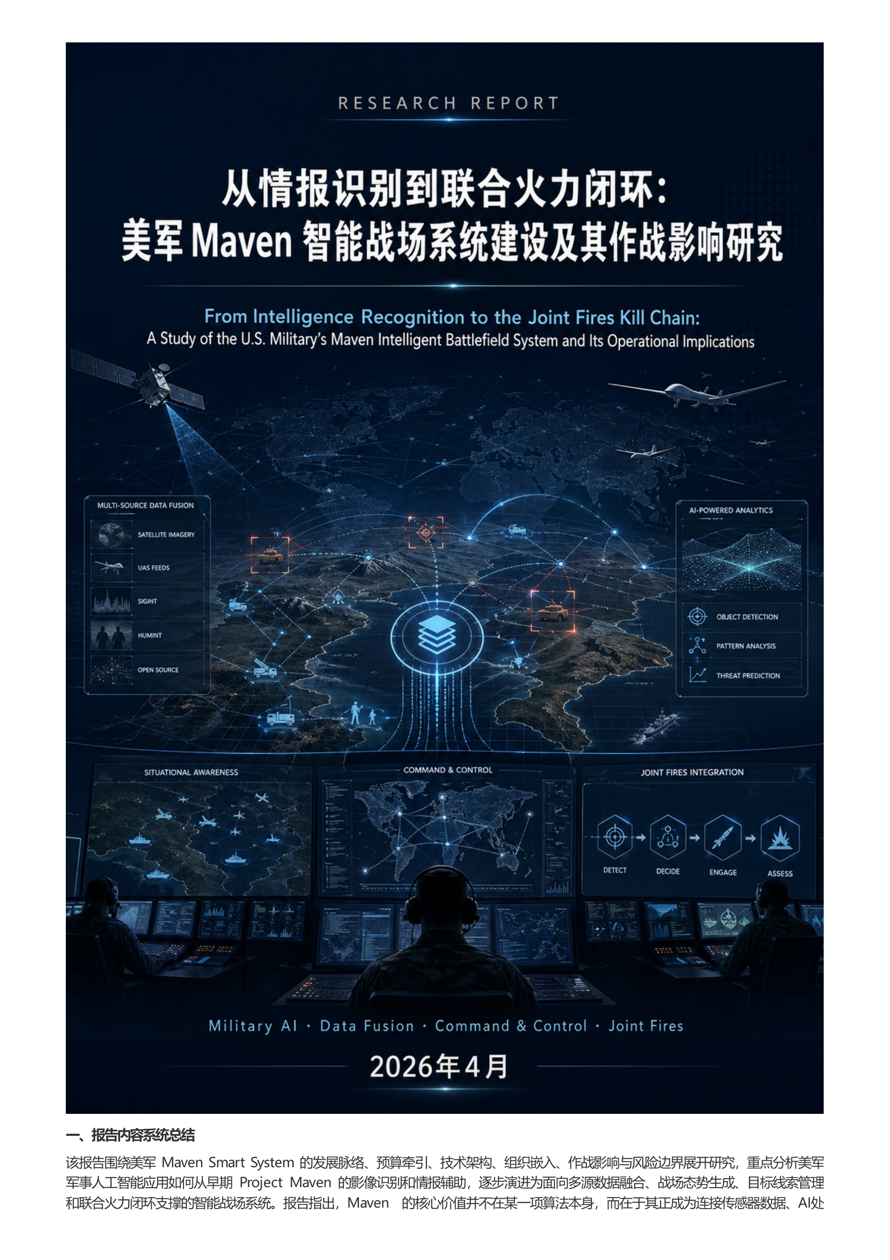Maven智能战场系统研究封面架构图