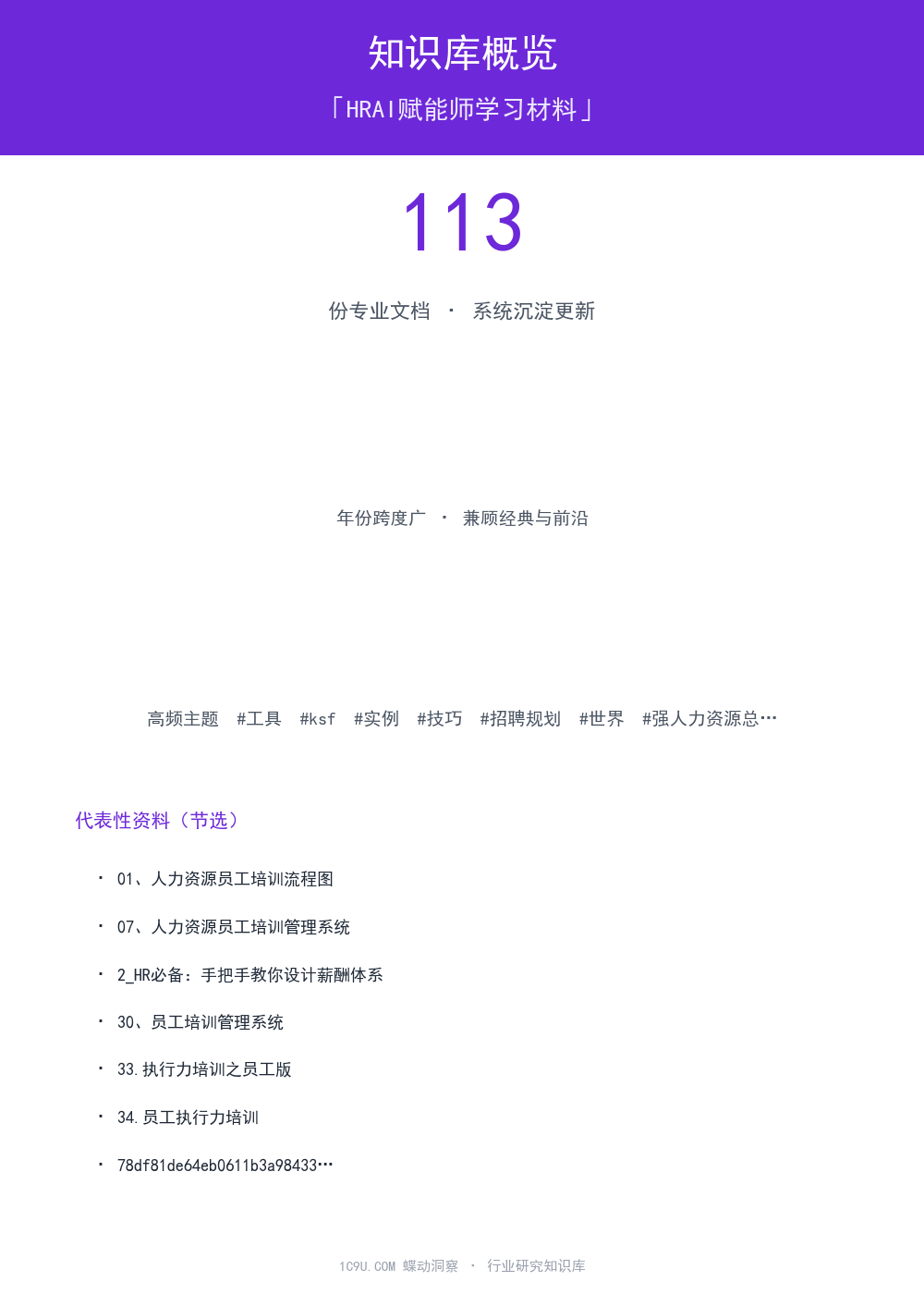 HRAI赋能师学习材料知识库概览